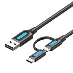 2in1 USB-kaapeli USB 2.0 - USB-C|Micro-B USB Vention CQDBF 1m (musta) hinta ja tiedot | VENTION Matkapuhelimet ja tarvikkeet | hobbyhall.fi
