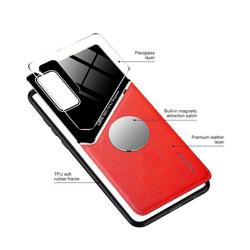 Mocco Lens Leather Back Case for Samsung Galaxy A42 5G Red hinta ja tiedot | Puhelimen kuoret ja kotelot | hobbyhall.fi