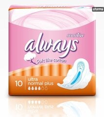 -Hygieeniset tyynyt, Always Sensitive Ultra Normal Plus 10 hinta ja tiedot | Tamponit ja terveyssiteet | hobbyhall.fi