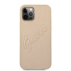 GUHCP12MRSAVSLG Guess PU Saffiano Vintage Script -kotelo iPhone 12/12 Pro Goldille hinta ja tiedot | Puhelimen kuoret ja kotelot | hobbyhall.fi