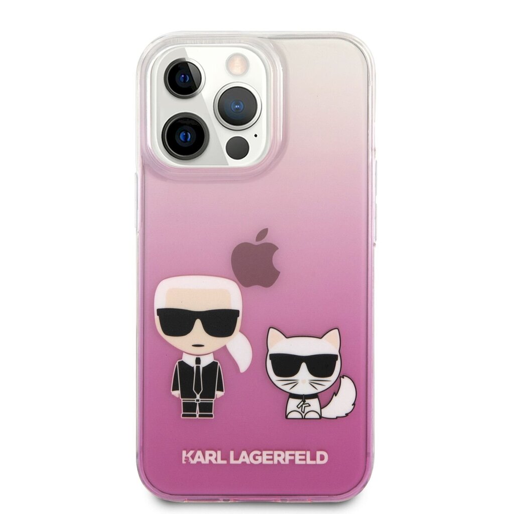KLHCP13LCKTRP Karl Lagerfeld PC / TPU Icon Karl and Choupette -kotelo iPhone 13 Prolle Pink hinta ja tiedot | Puhelimen kuoret ja kotelot | hobbyhall.fi