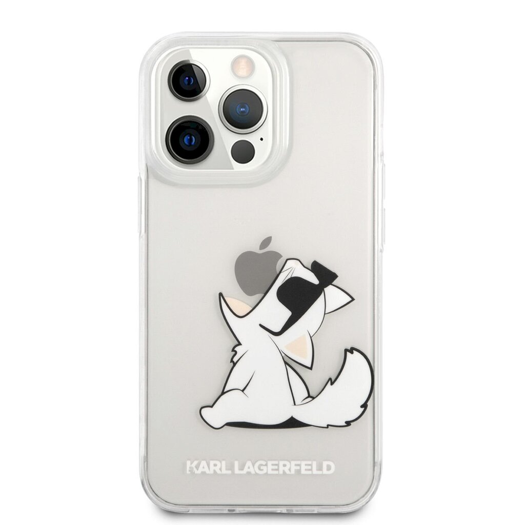 KLHCP13LCFNRC Karl Lagerfeld PC / TPU Choupette Eat Case iPhone 13 Prolle läpinäkyvä hinta ja tiedot | Puhelimen kuoret ja kotelot | hobbyhall.fi