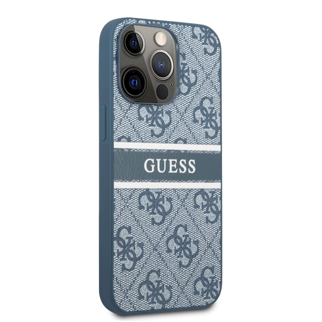 Suojakuori GUHCP13L4GDBL Guess PU 4G Printed Stripe Case iPhone 13 Prolle Blue hinta ja tiedot | Puhelimen kuoret ja kotelot | hobbyhall.fi