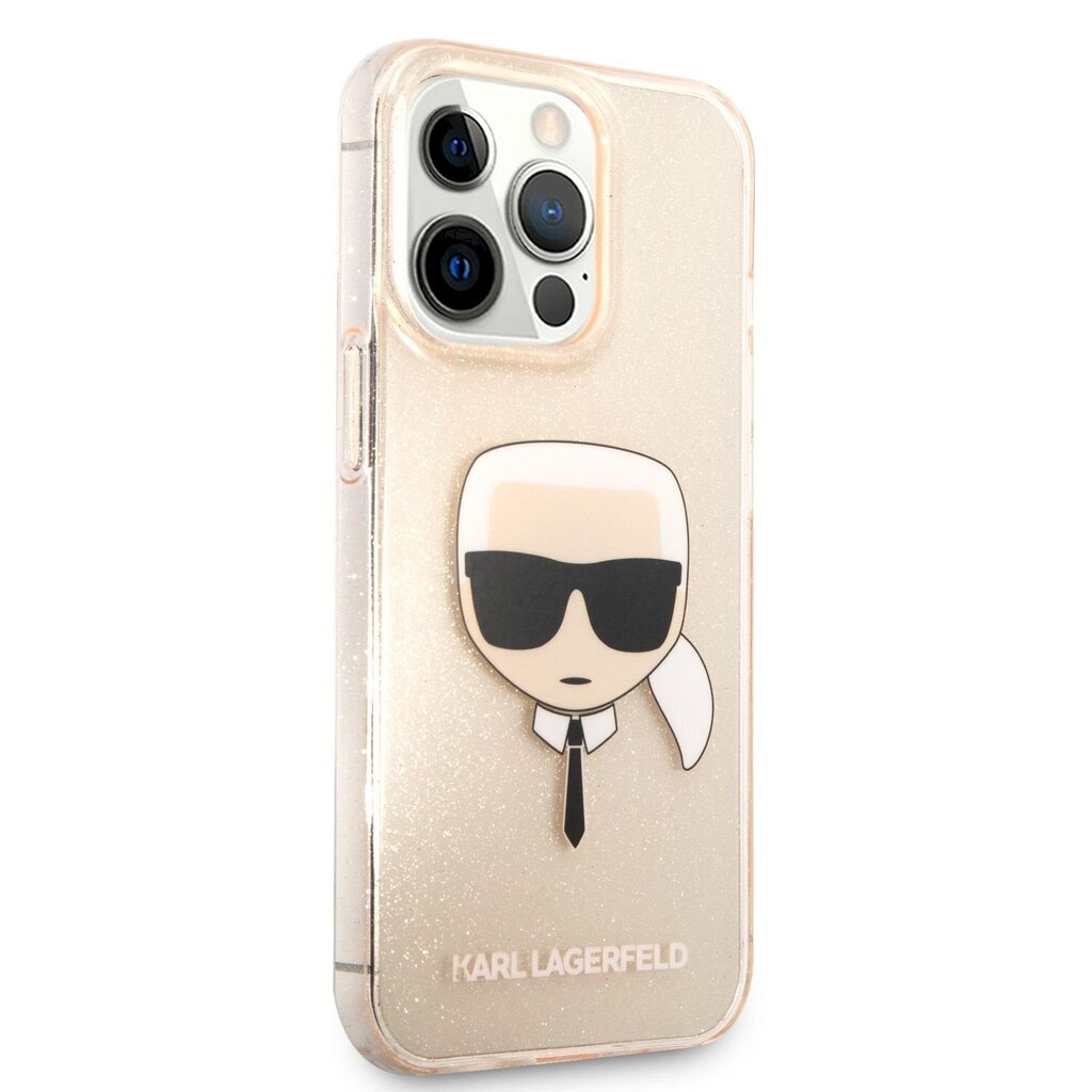KLHCP13XKHTUGLGO Karl Lagerfeld TPU Full Glitter Karl Head suojakotelo iPhone 13 Pro Max Gold:lle. hinta ja tiedot | Puhelimen kuoret ja kotelot | hobbyhall.fi