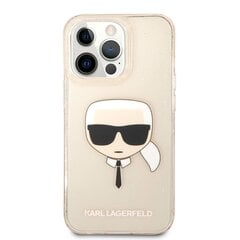 KLHCP13XKHTUGLGO Karl Lagerfeld TPU Full Glitter Karl Head suojakotelo iPhone 13 Pro Max Gold:lle. hinta ja tiedot | Puhelimen kuoret ja kotelot | hobbyhall.fi