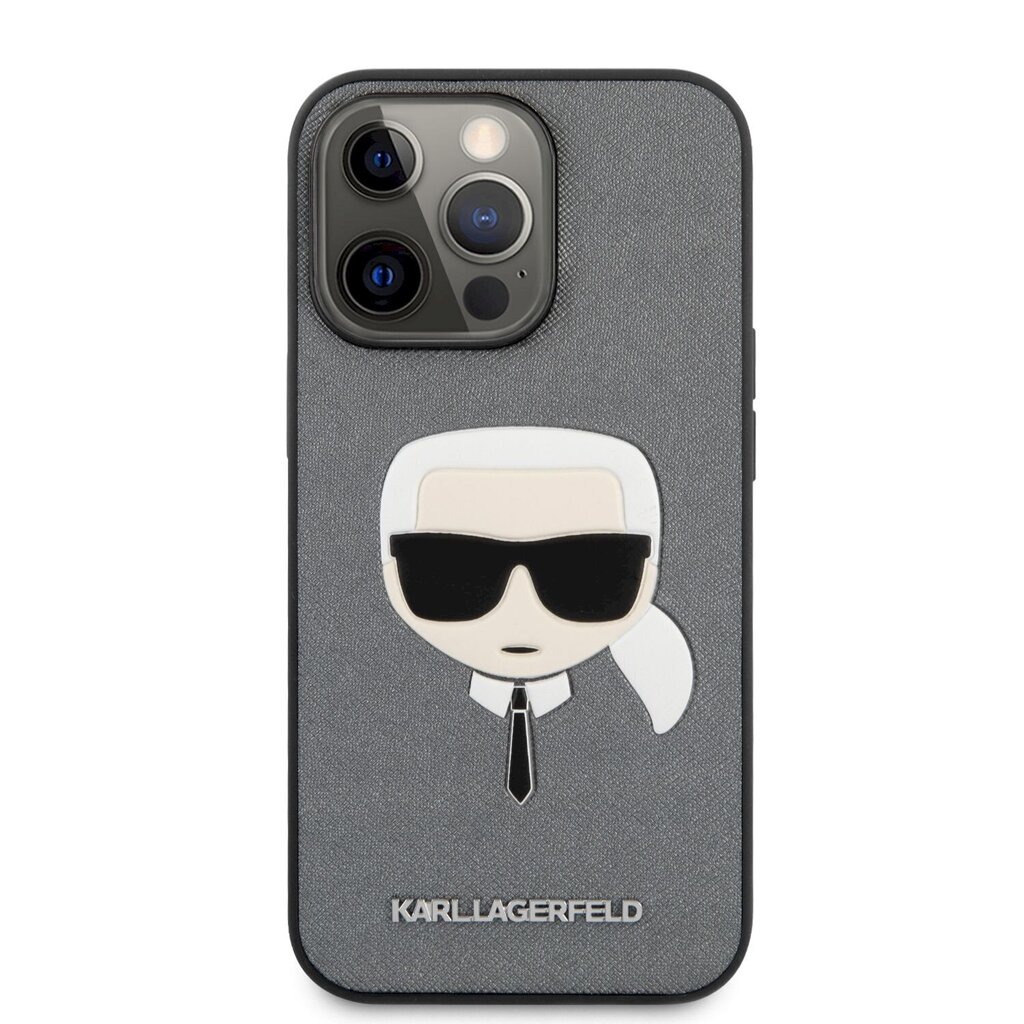 KLHCP13LSAKHSL Karl Lagerfeld PU Saffiano Karl Head suojakotelo iPhone 13 Pro Silver:lle hinta ja tiedot | Puhelimen kuoret ja kotelot | hobbyhall.fi