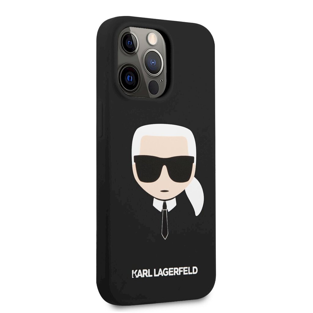 KLHCP13XSLKHBK Karl Lagerfeld Liquid silikoni suojakotelo Karl Head iPhone 13 Pro Max Black:lle. hinta ja tiedot | Puhelimen kuoret ja kotelot | hobbyhall.fi