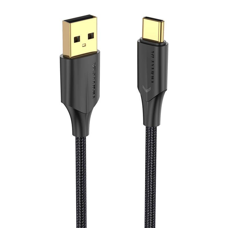 Latauskaapeli USB 2.0 - USB-C Vention CTFBF LED 3A 1m (musta) hinta ja tiedot | Puhelinkaapelit | hobbyhall.fi