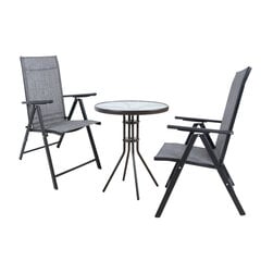 DUBLIN puutarhakalustesetti, pöytä ja 2 kokoontaitettavaa tuolia, harmaa hinta ja tiedot | Puutarhakalusteet | hobbyhall.fi
