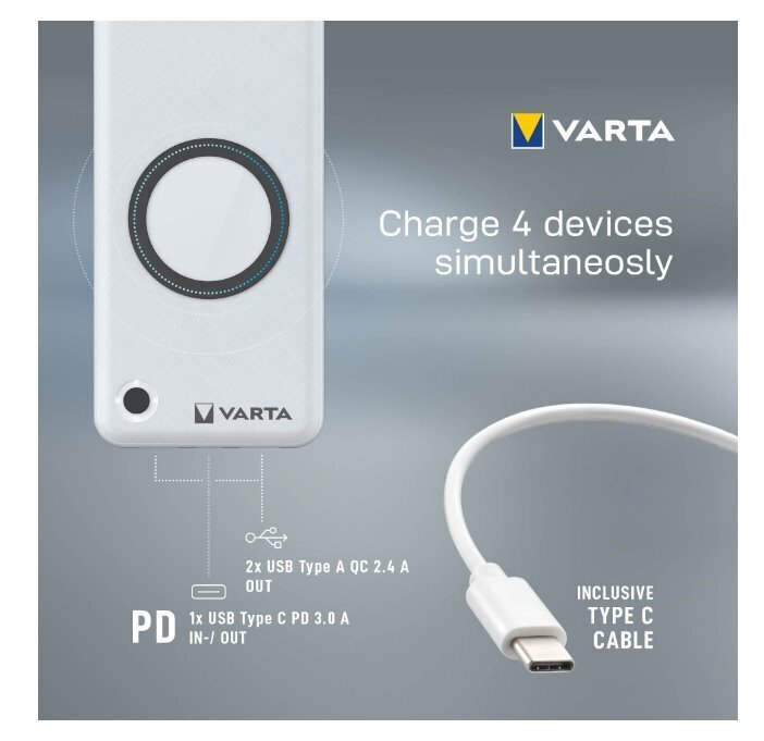 Varavirtalähde Varta Wireless 15000mAh hinta ja tiedot | Varavirtalähteet | hobbyhall.fi