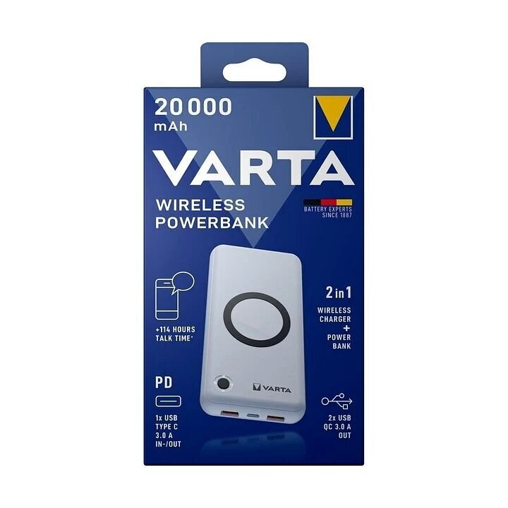 Varavirtalähde Varta Wireless 20000mAh hinta ja tiedot | Varavirtalähteet | hobbyhall.fi