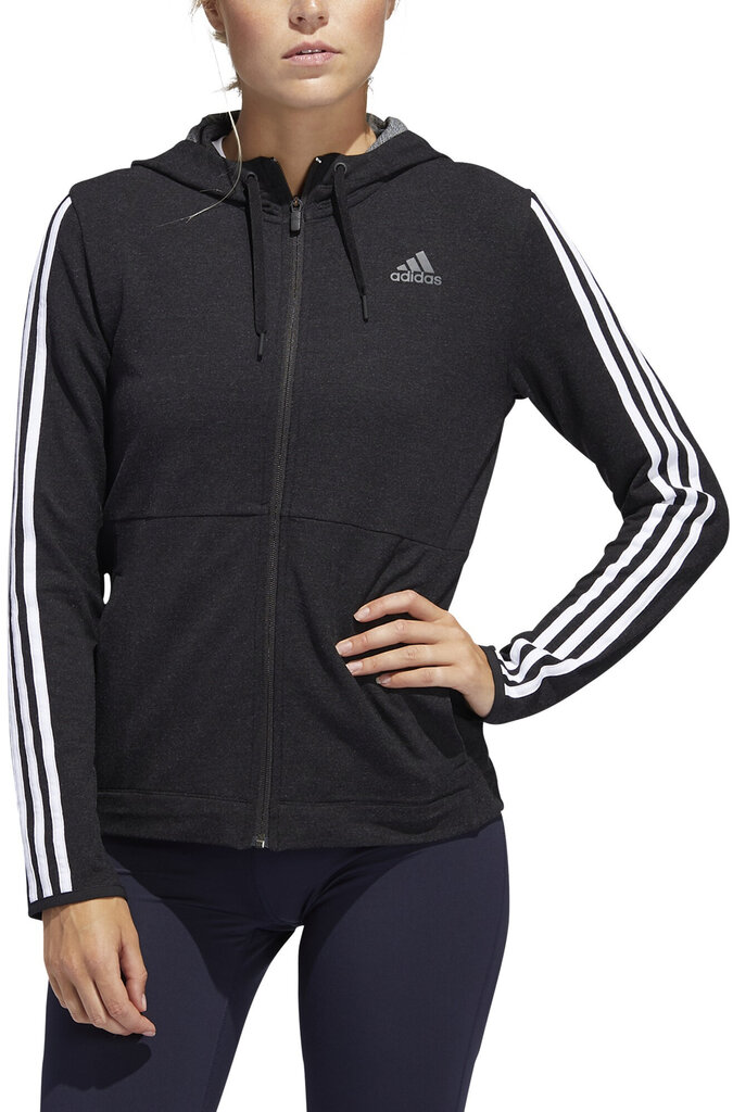 Adidas college 3s Knt Fz Hoody Black hinta ja tiedot | Naisten hupparit, collegepaidat ja villapaidat | hobbyhall.fi