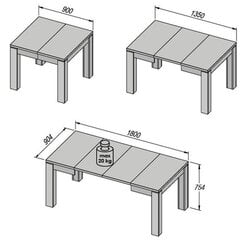 Jatkettava pöytä EST45, ruskea hinta ja tiedot | Ruokapöydät | hobbyhall.fi