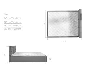 Sänky Rosano MTP, 180x200 cm, musta hinta ja tiedot | Sängyt | hobbyhall.fi