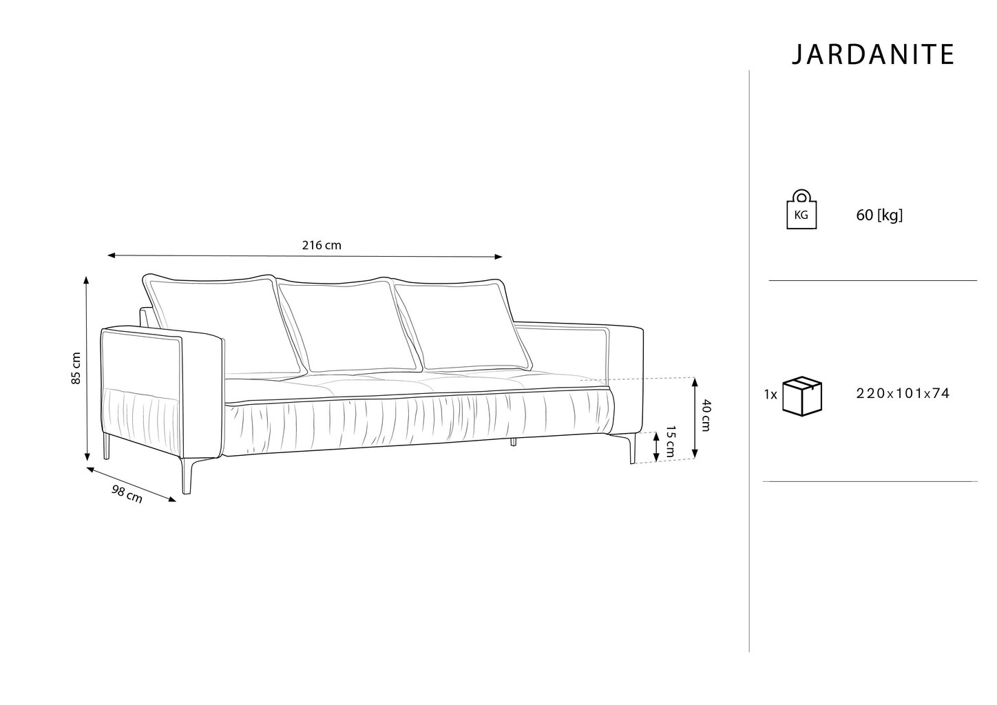 Micadoni Home Jardanite 3S sohva, punainen hinta ja tiedot | Sohvat ja vuodesohvat | hobbyhall.fi