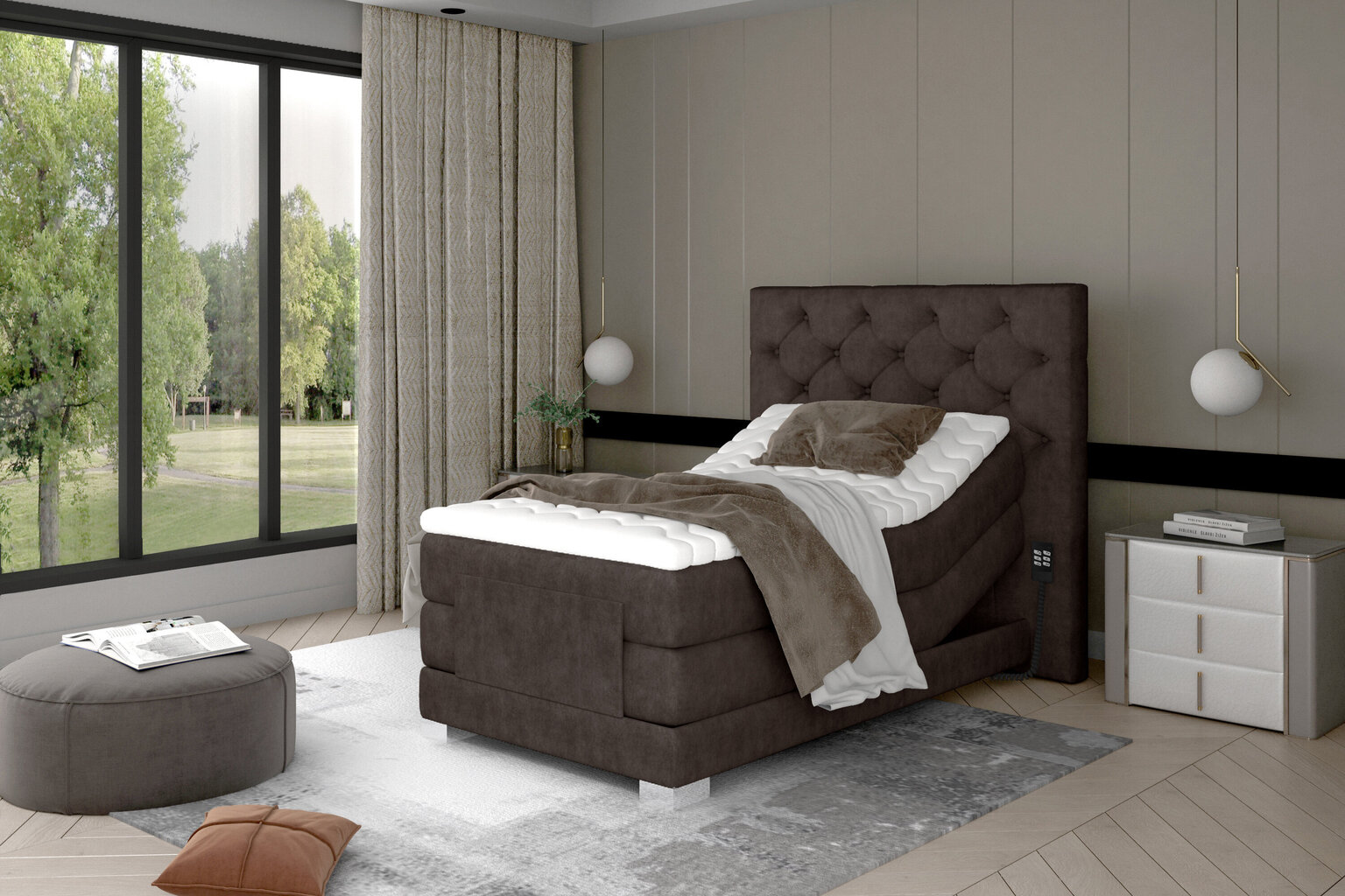 Sähkökäyttöinen sänky NORE Clover 02, 90x200, ruskea hinta ja tiedot | Sängyt | hobbyhall.fi