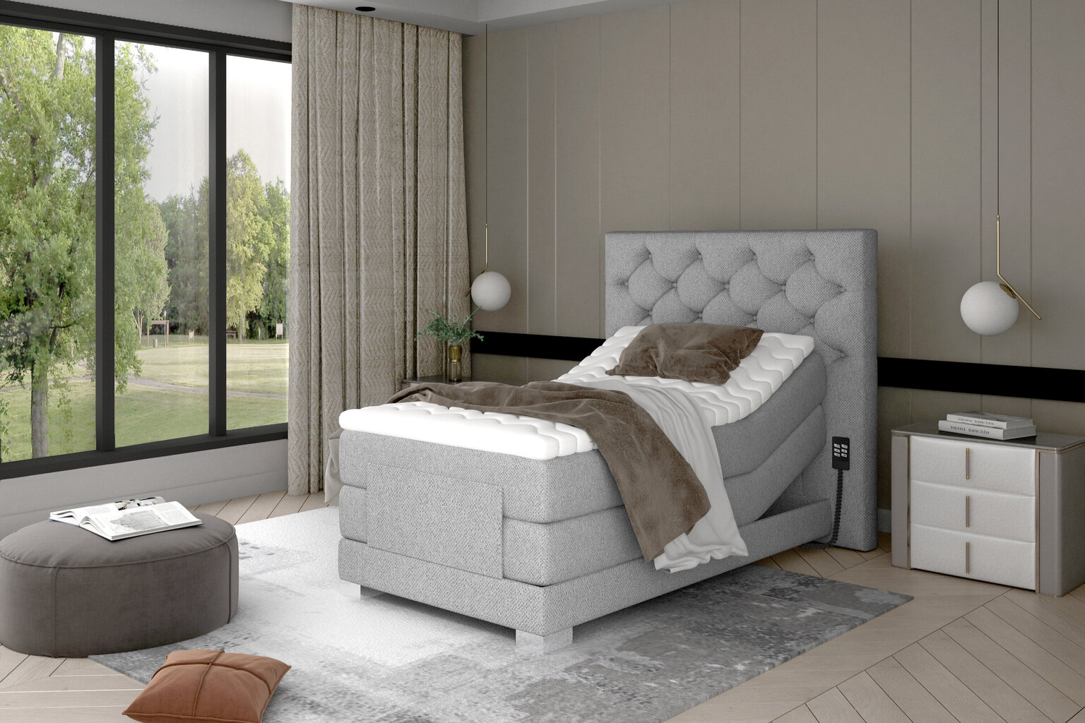 Sähkökäyttöinen sänky NORE Clover 06, 90x200, harmaa hinta ja tiedot | Sängyt | hobbyhall.fi