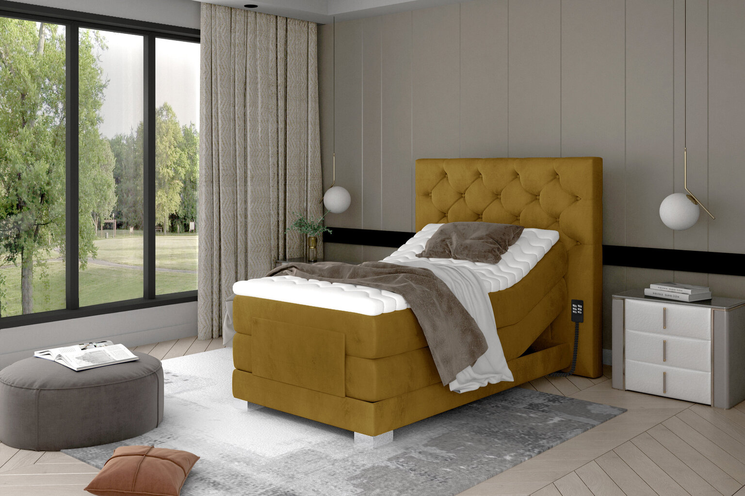 Sähkökäyttöinen sänky NORE Clover 11, 90x200, keltainen hinta ja tiedot | Sängyt | hobbyhall.fi