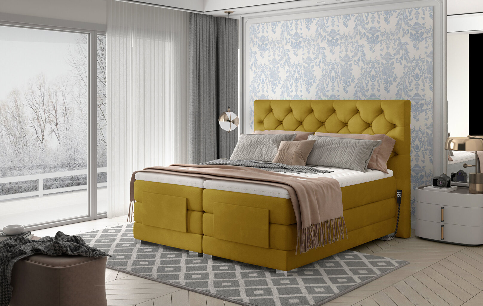 Sähkökäyttöinen sänky NORE Clover 11, 140x200, keltainen hinta ja tiedot | Sängyt | hobbyhall.fi