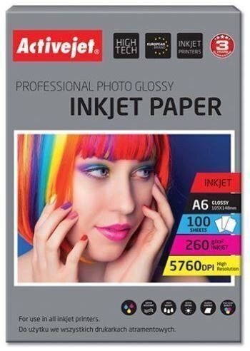 Kiiltävä valokuvapaperi Activejet AP6-260G100, 100 arkkia hinta ja tiedot | Vihkot, muistikirjat ja paperit | hobbyhall.fi