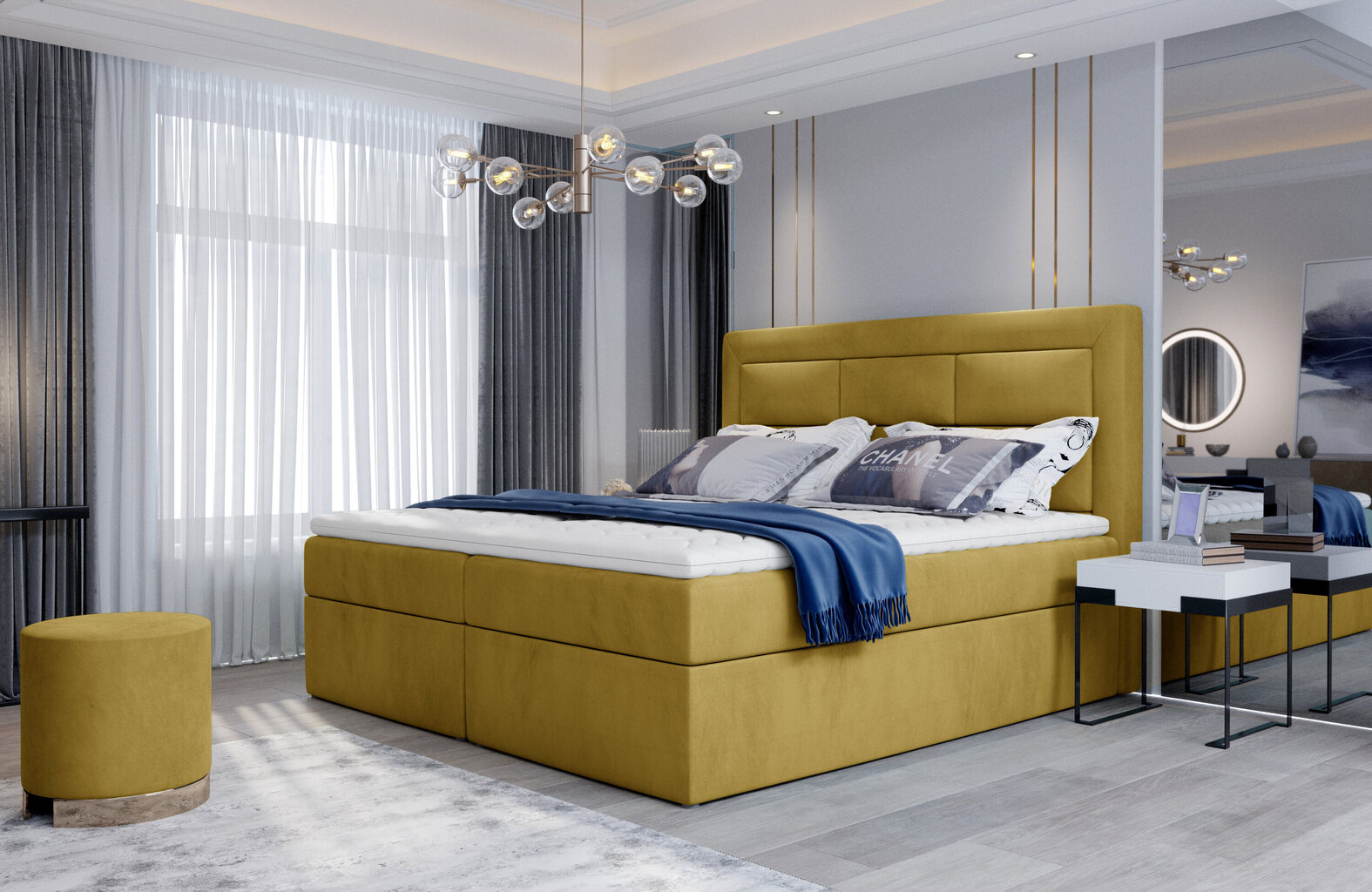 Sänky NORE Vivre 15, 140x200cm, keltainen hinta ja tiedot | Sängyt | hobbyhall.fi