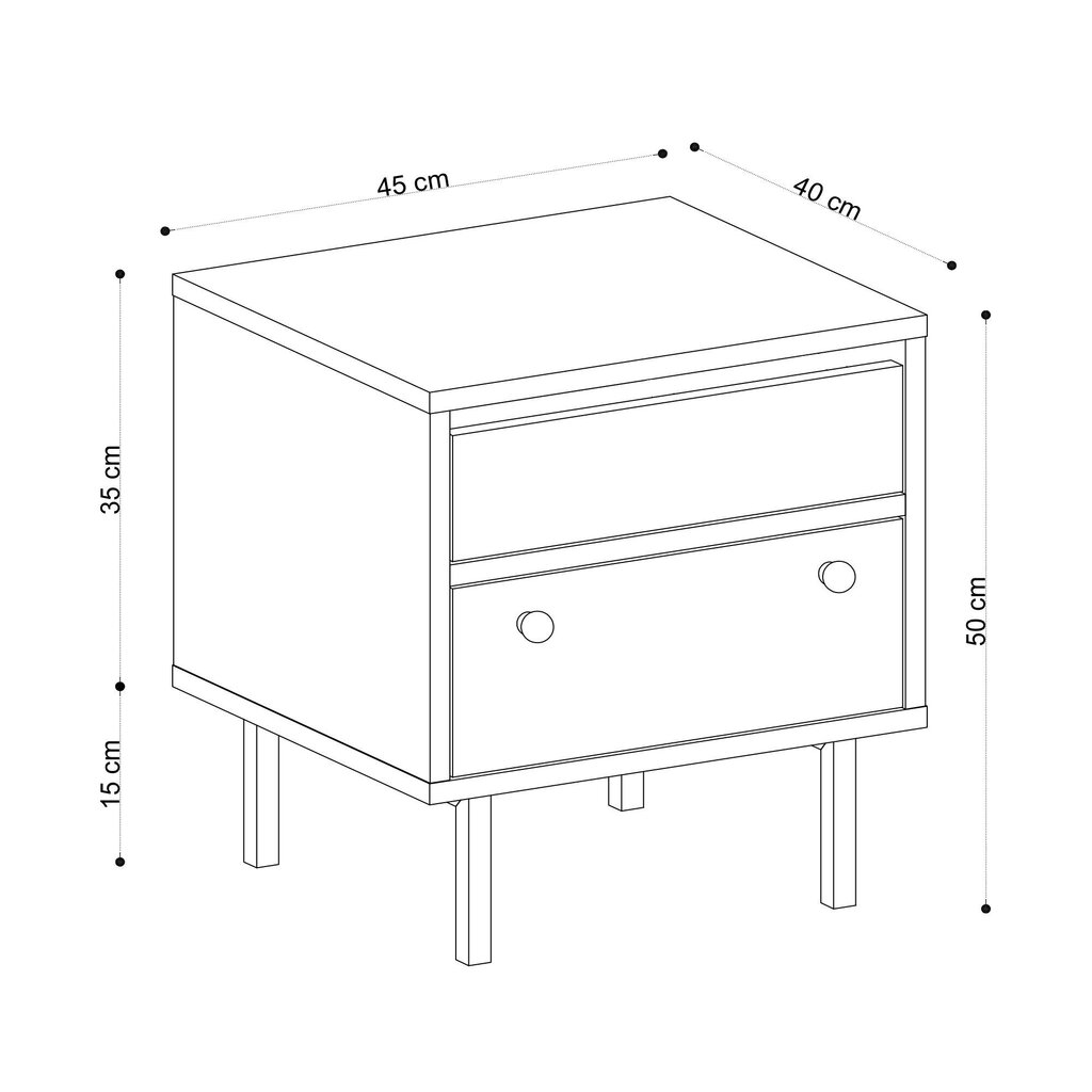 Yöpöytä Kalune Design 793, 50 cm, valkoinen hinta ja tiedot | Yöpöydät | hobbyhall.fi