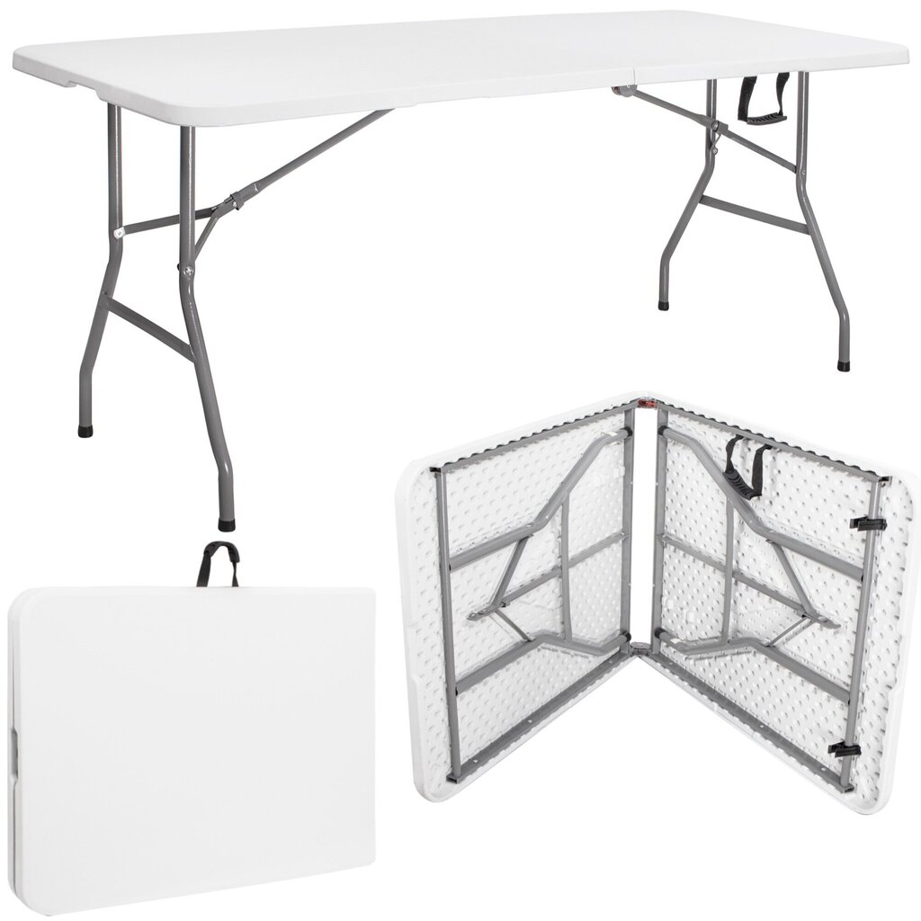 Taitettava pöytä Springos GF0051 180 cm, valkoinen hinta ja tiedot | Puutarhapöydät | hobbyhall.fi