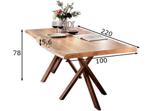 Ruokapöytä Tische 220 x 100, akaasiapuu, antiikkiruskea hinta ja tiedot | Ruokapöydät | hobbyhall.fi