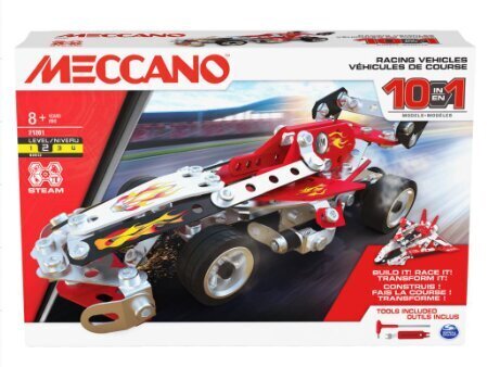 Rakennussarja Meccano 10in1 Racing Vehicles 6060104, 225 osaa hinta ja tiedot | LEGOT ja rakennuslelut | hobbyhall.fi