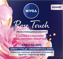 Ryppyjä estävä yövoide ruusun terälehtiöljyllä, kalsiumilla ja keratiinilla Nivea Rose Touch, 50 ml hinta ja tiedot | Kasvovoiteet | hobbyhall.fi