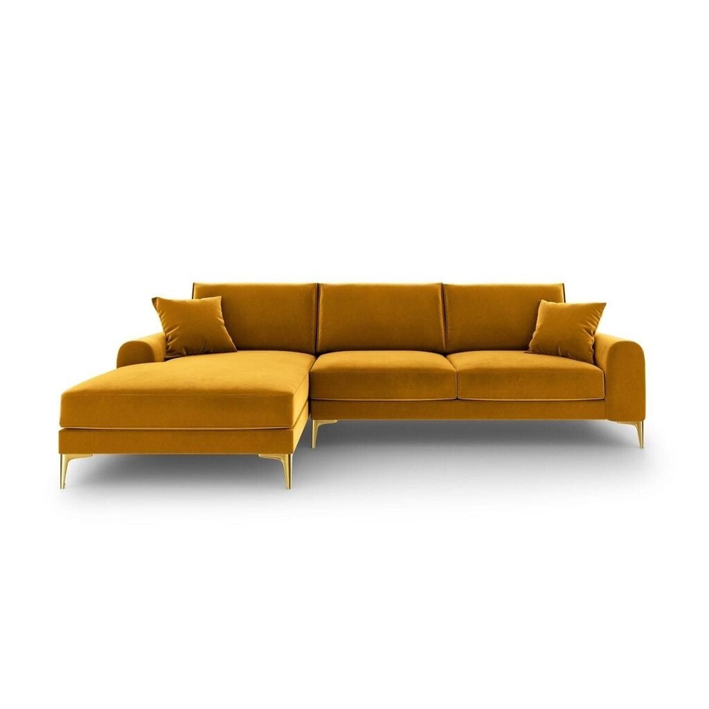 Viiden istuttava sohva Velvet Larnite, 254x182x90 cm, keltainen hinta ja tiedot | Kulmasohvat ja divaanisohvat | hobbyhall.fi