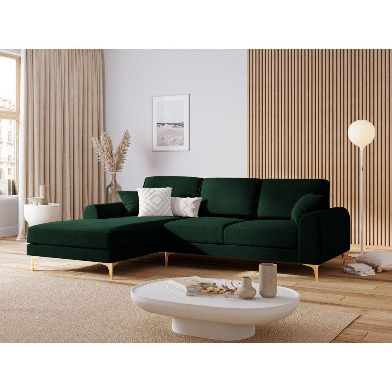 Viiden istuttava sohva Velvet Larnite, 254x182x90 cm, tummanvihreä hinta ja tiedot | Kulmasohvat ja divaanisohvat | hobbyhall.fi