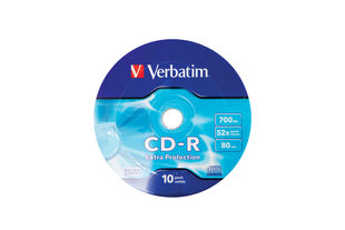 CD Verbatim CD-R Verbatim 43725 CD-R 52X 700MB 10kpl. hinta ja tiedot | Vinyylilevyt, CD-levyt, DVD-levyt | hobbyhall.fi