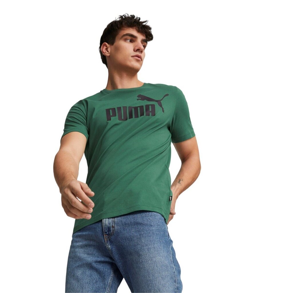 Puma T-Paita Ess Logo Tee Green 586667 46 hinta ja tiedot | Miesten T-paidat | hobbyhall.fi