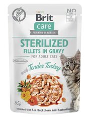 Brit Care Fillets -märkäruokapakkaus aikuisille steriloiduille/kastroiduille kissoille, kalkkuna, 24 x 85 g hinta ja tiedot | Kissanruoka | hobbyhall.fi