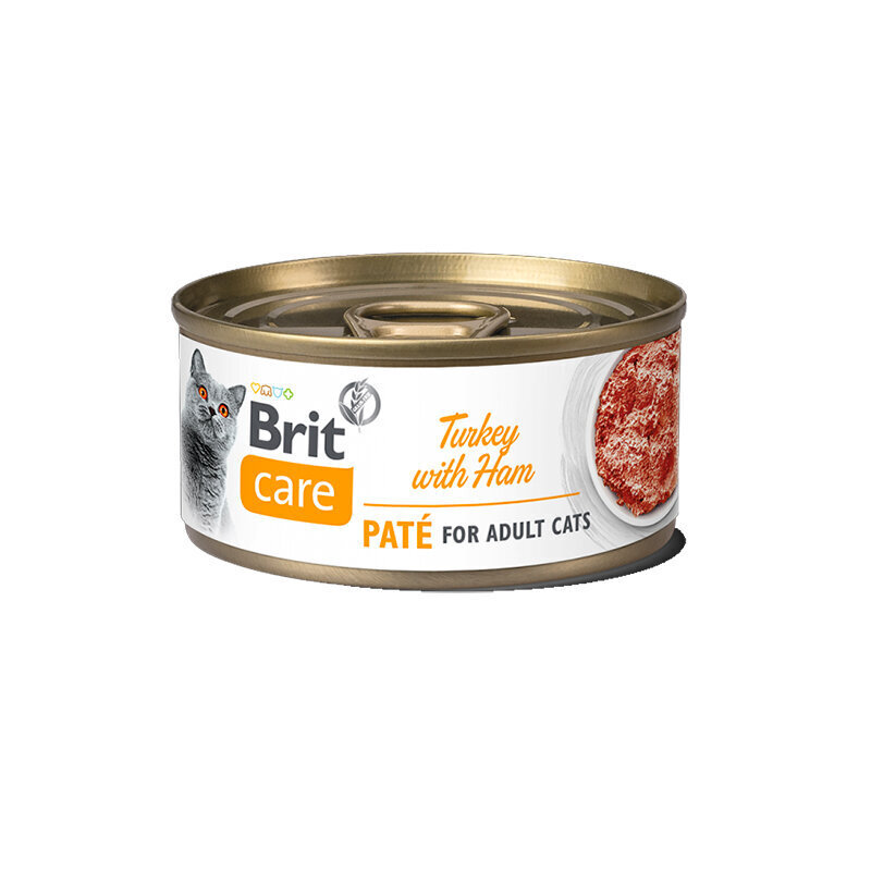 Brit Care -märkäruokapakkaus aikuisille kissoille, kalkkuna & kinkku, 24 x 70 g. hinta ja tiedot | Kissanruoka | hobbyhall.fi