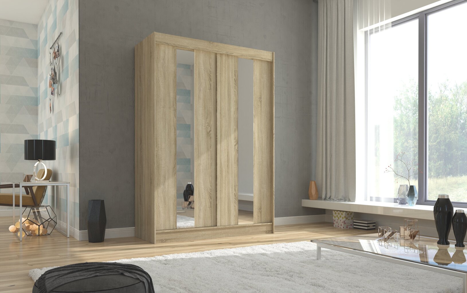 Adrk Furniture Balton -vaatekaappi, 150 x 215 x 61 cm, sonoma tammi hinta ja tiedot | Kaapit | hobbyhall.fi