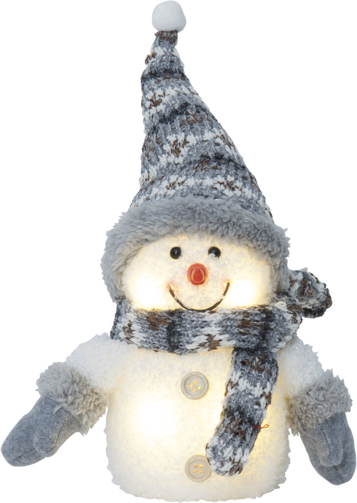 Lumiukko harmaalla hatulla, 4 LEDiä, akkukäyttöinen, IP20 hinta ja tiedot | Joulukoristeet | hobbyhall.fi