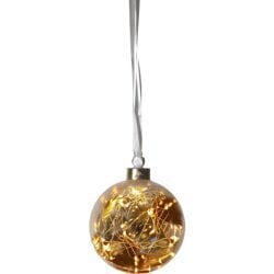 Lasipallo Glow Amber 10cm, 15 LED valo, paristokäyttöinen, IP20