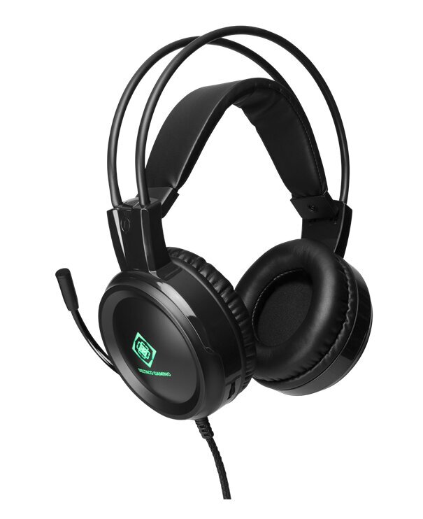 Kuulokkeet pelaajille Deltaco mikrofonilla DH110, 3,5mm+USB-liittimet, LED, musta hinta ja tiedot | Kuulokkeet | hobbyhall.fi