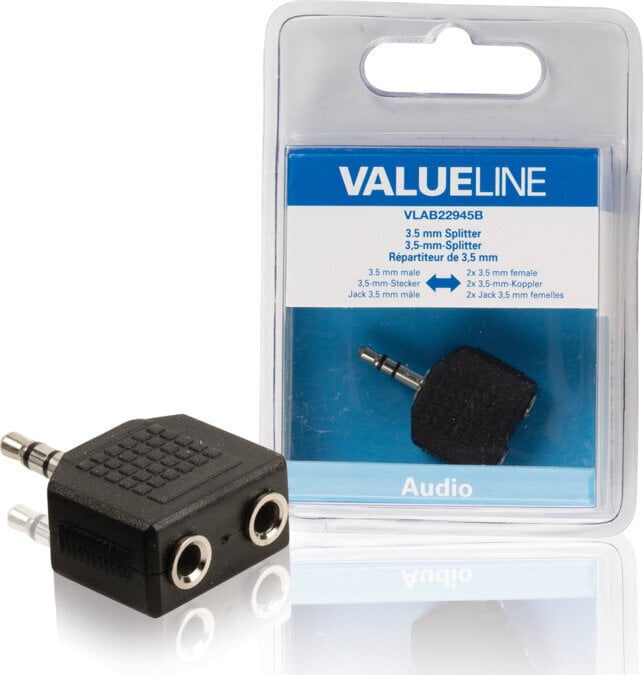 Valueline VLAB22945B 3,5 mm suutin - 2 x 3,5 mm kanta EOL hinta ja tiedot | Adapterit | hobbyhall.fi