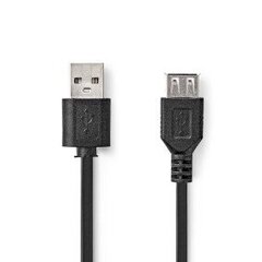 Kaapeli USB 2.0 Nedis USB-A-liitäntä - USB-A-pistoke, 3m, musta, läpipainopakkaus hinta ja tiedot | Nedis Kodinkoneet ja kodinelektroniikka | hobbyhall.fi