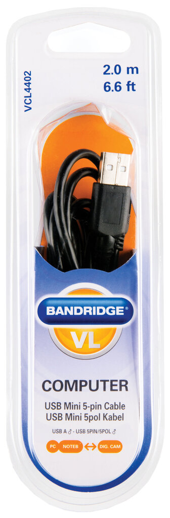 Valueline VCL4402 USB 2.0 A otsikko - Mini 5Pin 2.0m (digitaalikamera) EOL hinta ja tiedot | Kaapelit ja adapterit | hobbyhall.fi