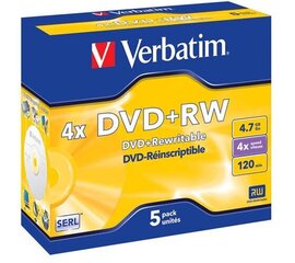 Verbatim DVD-RW 4.7GB/4x jalokivi hinta ja tiedot | Vinyylilevyt, CD-levyt, DVD-levyt | hobbyhall.fi