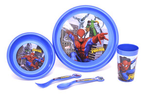 Ruokailuvälinesarja osassa 5. Disney Spiderman (lautanen, kulho, kuppi, lusikka, haarukka), muovi, hinta ja tiedot | Vauvan ja lasten astiat | hobbyhall.fi