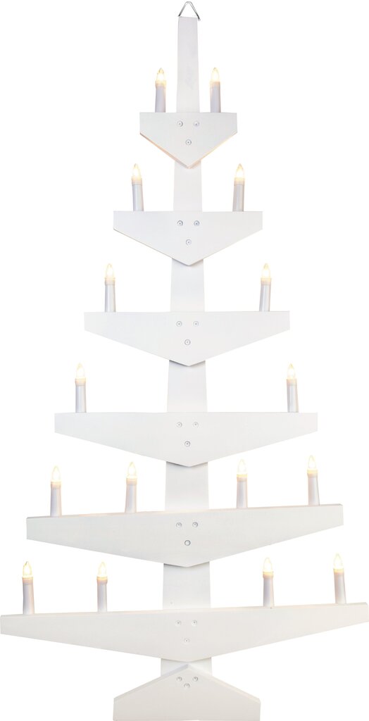 Seinävalaisin, valkoinen puu, 59,5x113,5x5cm, 16x E10 kynttilöitä, 230V, IP44 hinta ja tiedot | Joulukoristeet | hobbyhall.fi