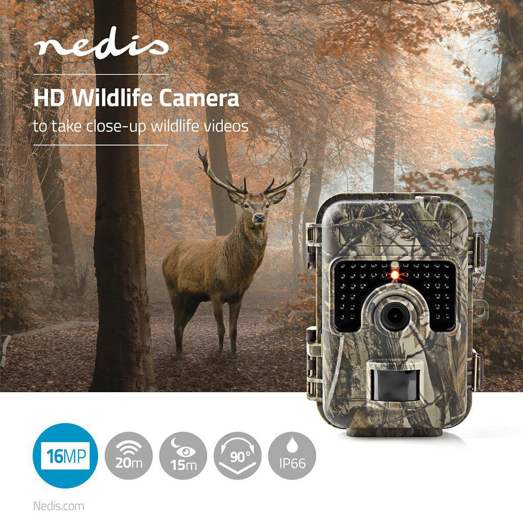 Ratakamera Nedis 1080p, IP66, IR, LCD 2.4 hinta ja tiedot | Videokamerat | hobbyhall.fi