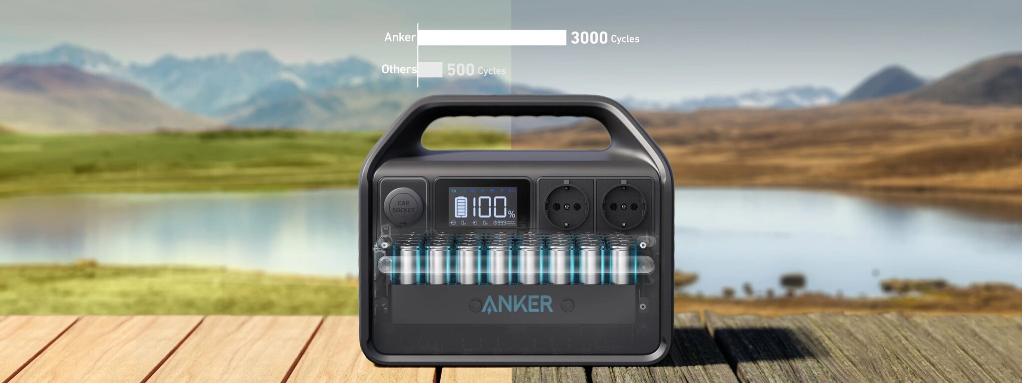 Akkuasema Anker 535 500W/512Wh, 2xAC, 1xCar, 1xUSB-C, 3xUSB-A, LED hinta ja tiedot | Aggregaatit | hobbyhall.fi