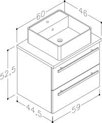 Kylpyhuonekaappi, pesuallas ja pöytä 60 cm, tammi II hinta ja tiedot | Kylpyhuonekaapit | hobbyhall.fi