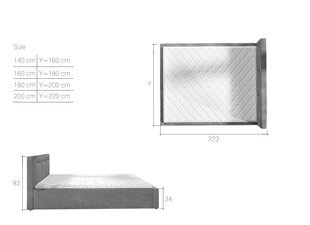 Sänky Belluno MD, 160x200 cm, tummanharmaa hinta ja tiedot | Sängyt | hobbyhall.fi